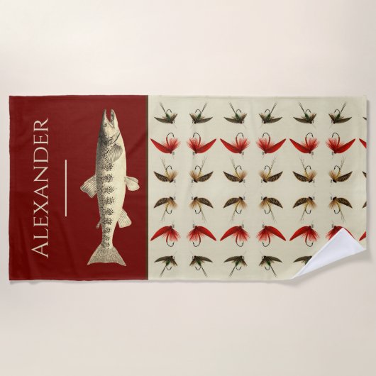 Fischen Fischen Rustikale Lachs Strandtuch (Vorderseite)