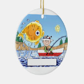 Fischen, Fischer - personalisierter Cartoon Keramikornament (Rechts)
