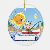 Fischen, Fischer - personalisierter Cartoon Keramikornament (Links)