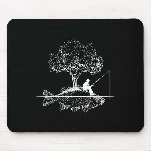 Fischen Fish Island Surrealer Karpfen Angler Mousepad (Vorne)