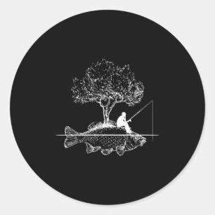 Fischen Fish Island Surrealer Karpfen Angler Runder Aufkleber