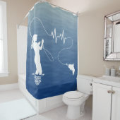 Fischen Frauen im Fischereiherz Duschvorhang (Beispiel)