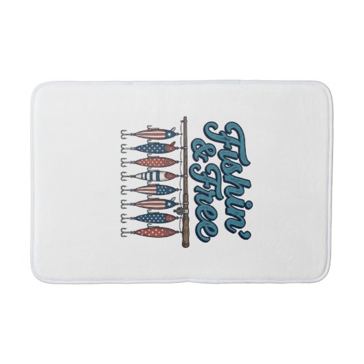 Fischen & Frei Patriotischer Angelköder Vintage Badematte (Vorderseite)