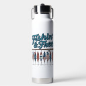 Fischen & Frei Patriotischer Angelköder Vintage Trinkflasche (Vorderseite)