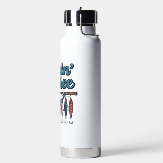 Fischen & Frei Patriotischer Angelköder Vintage Trinkflasche (Links)