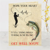 Fischen Funny Heart Attack wird bald gut Karte (Gelbe Blume)