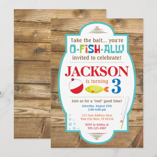 Fischen-Geburtstags-Einladung Einladung (Vorne/Hinten)