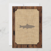 Fischen-Geburtstags-Party-rustikale hölzerne Einladung (Rückseite)