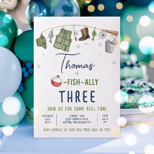 Fischen Geburtstagsparty Boy O-Fish-Ally Geburtsta Einladung