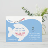 Fischen Geburtstagsparty Einladung (Stehend Vorderseite)