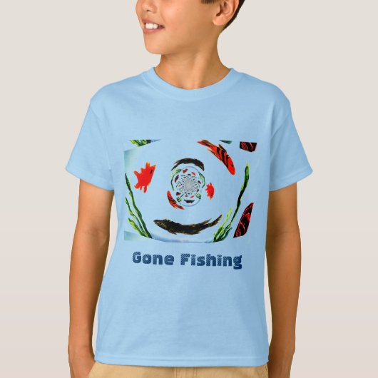 "Fischen gegangen" Lustiger Fisch T-Shirt (Vorderseite)