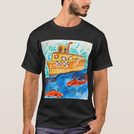 Fischen gegangen T-Shirt (Vorderseite)
