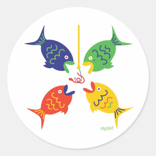 Fischen gehen! runder aufkleber (Vorderseite)