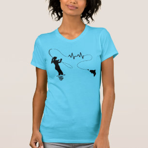 Fischen-Herzschlag-Fliegen-Fischen-Frau T-Shirt