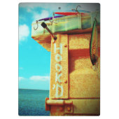 Fischen hook'd Strandfisch-Spinnerkastenaqua Klemmbrett (Rückseite)