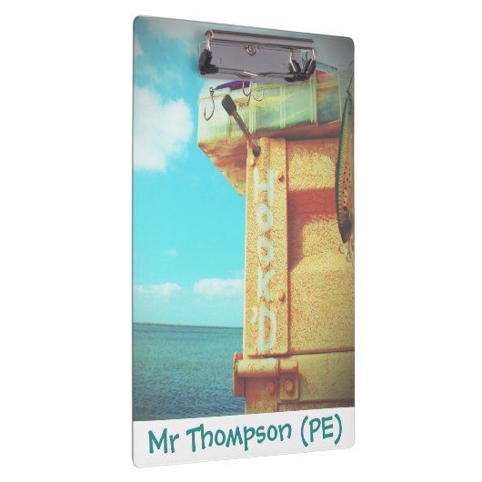 Fischen hook'd Strandfisch-Spinnerkastenaqua Klemmbrett (Rechts)