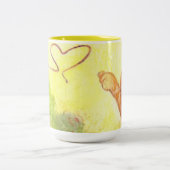 Fischen-Hund und (Nahaufnahme) Katze/Tasse Zweifarbige Tasse (Mittel)