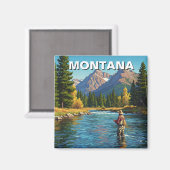 Fischen im Fluss Montana Yellowstone Magnet (Vorderseite/Rückseite)