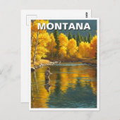 Fischen im Fluss Montana Yellowstone Postkarte (Vorne/Hinten)