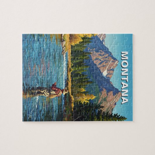 Fischen im Fluss Montana Yellowstone Puzzle (Horizontal)