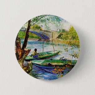 Fischen im Frühling, Vincent van Gogh. Schön fis Button
