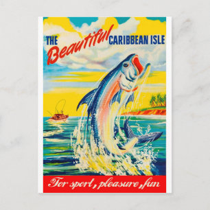 Fischen in der karibischen Insel Postkarte
