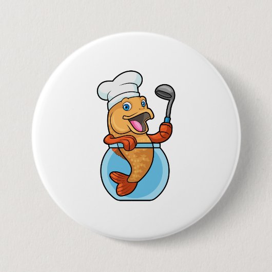 Fischen in Glas als Koch mit Soup-Löffel Button (Vorderseite)