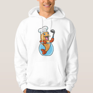 Fischen in Glas als Koch mit Soup-Löffel Hoodie