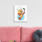Fischen in Glas als Koch mit Soup-Löffel Leinwanddruck (Insitu (Wohnzimmer))