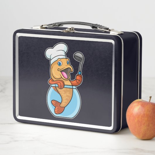 Fischen in Glas als Koch mit Soup-Löffel Metall Brotdose (Beispiel)