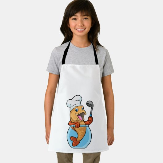 Fischen in Glas als Koch mit Soup-Löffel Schürze (Insitu)