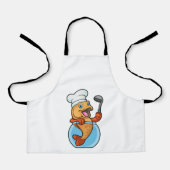 Fischen in Glas als Koch mit Soup-Löffel Schürze (Vorderseite)