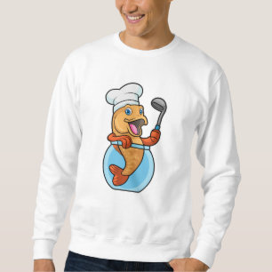 Fischen in Glas als Koch mit Soup-Löffel Sweatshirt
