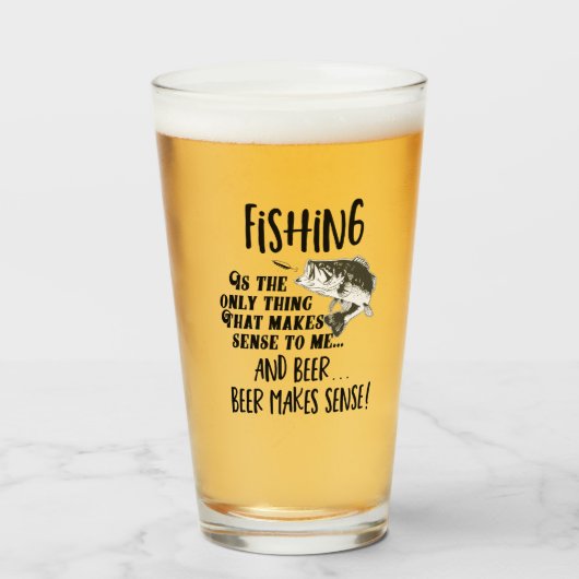 Fischen ist für mich sinnvoll und Bier-Funny-Zitat Glas (Vorne (Gefüllt))