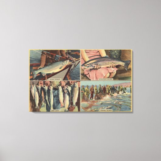 "Fischen ist gut im Nordwesten" - Chinook Leinwanddruck (Vorderseite)