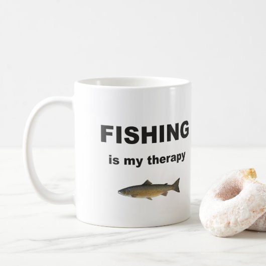 Fischen ist meine Therapie, lustige Kaffeetasse (Mit Donut)