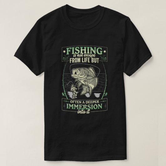 Fischen ist nicht Flucht aus dem Leben T-Shirt (Design vorne)