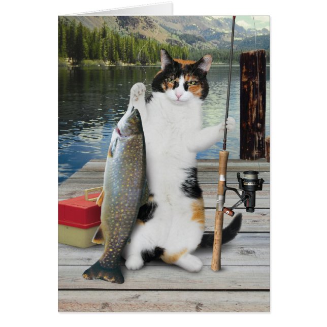 Fischen-Katzen-Karten-lustiges niedliches (Vorne)