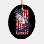 Fischen Liebt amerikanische Flagge Vintag Keramik Ornament (Rechts)