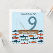 Fischen Lover 9. Geburtstag Karte (Vorderseite/Rückseite Beispiel)