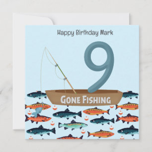 Fischen Lover 9. Geburtstag Karte