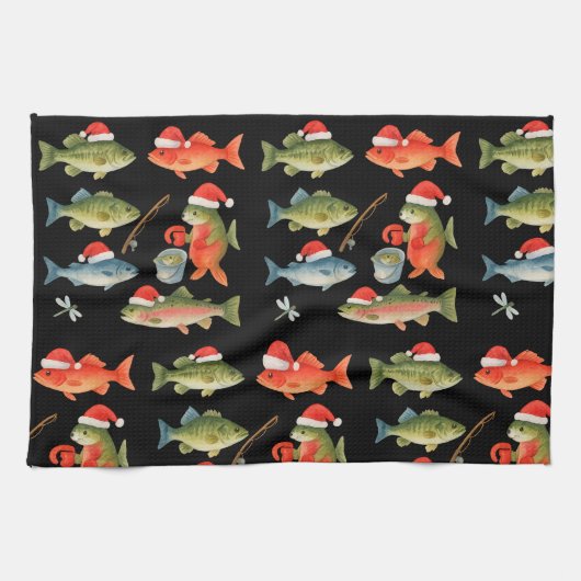 Fischen Lover Christmas Themed Geschirrtuch (Horizontal)