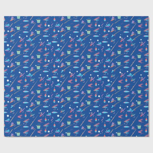 Fischen Lure Rod Pattern Sport Geschenkpapier (Flach)