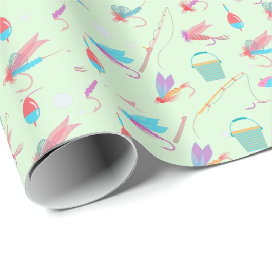 Fischen Lure Rod Pattern Sport Geschenkpapier (Rolleneckpunkt)