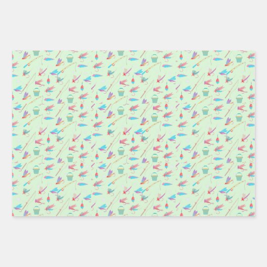 Fischen Lure Rod Pattern Sport Geschenkpapier Set (Vorderseite 3)