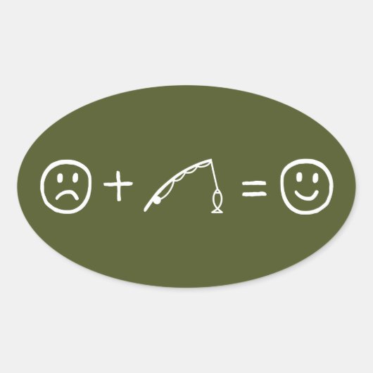 Fischen macht dich glücklich ovaler aufkleber (Vorderseite)