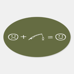 Fischen macht dich glücklich ovaler aufkleber