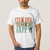 Fischen macht mich glücklich T-Shirt (Vorderseite)