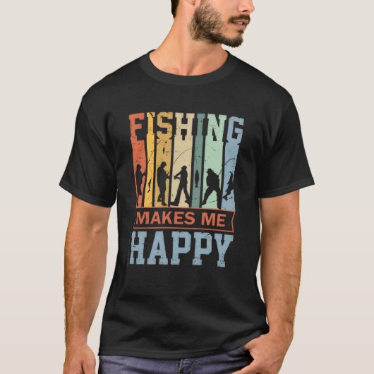 Fischen macht mich glücklich T-Shirt (Vorderseite)