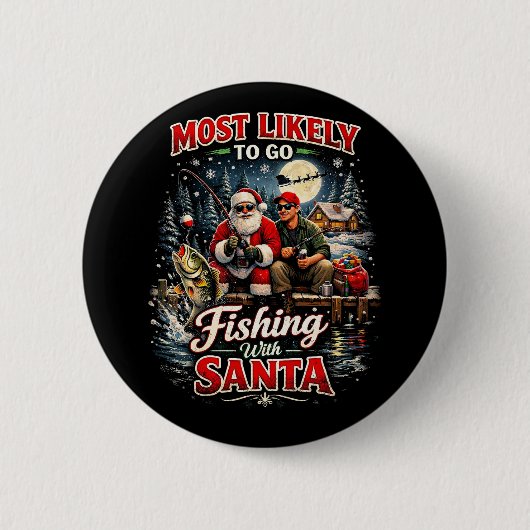 Fischen mit dem Weihnachtsmann Button (Vorderseite)